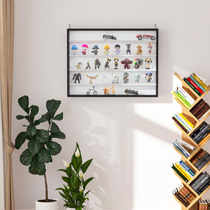 HOMCOM Vitrine moderne pour objets de collection 5 étagères, vitrine de rangement avec étagères réglables, 80x9.5x60cm, noir et blanc - Product Image 2