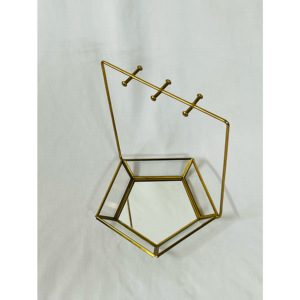 Miroir moderne de luxe en métal doré plateau de présentation de bijoux design personnalisable fait à la main accessoires pour femmes conteneur de bijoux - Product Image 3