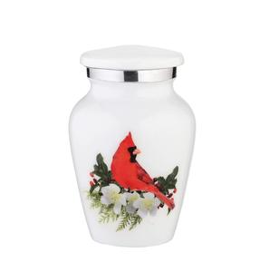 Pequeñas y hermosas urnas Rojas cardinales de recuerdo | para cenizas humanas | Mini urnas Qty 1 con bolsa de terciopelo y embudo - Product Image 1