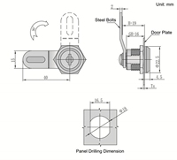 Boîtier de distribution d'alimentation en alliage de zinc, petit panneau, serrure à came, cylindre de verrouillage ANSI Grade 2, 2 clés pour machine