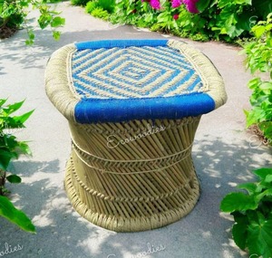 Tabouret de bar en bambou fait à la main Sarkanda pouf classique pouf pour Restaurant hôtel salon jardin os incrustation Console - Product Image 2