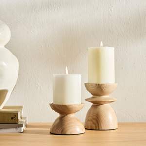 Bougeoirs de pilier en bois de conception minimaliste bougeoirs en bois naturel modernes pour la pièce maîtresse de Table de décoration intérieure - Product Image 3