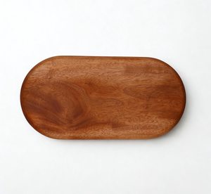 Bandeja ovalada de Caoba Africana hecha a mano: plato de madera rústico para servir - Product Image 1