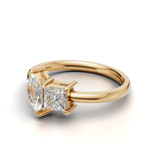 Anillo Toi Et Moi con Diamante Cultivado en Laboratorio Certificado por IGI, Oro Amarillo/Blanco y Rosa de 18K, Corte Princesa y Marquesa, Anillo de Compromiso - Product Image 3
