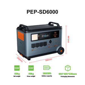 Generador solar portátil de onda sinusoidal pura de 3600W, batería LiFePO4 de 3600Wh con soporte de carga de coche para uso en exteriores - Product Image 2