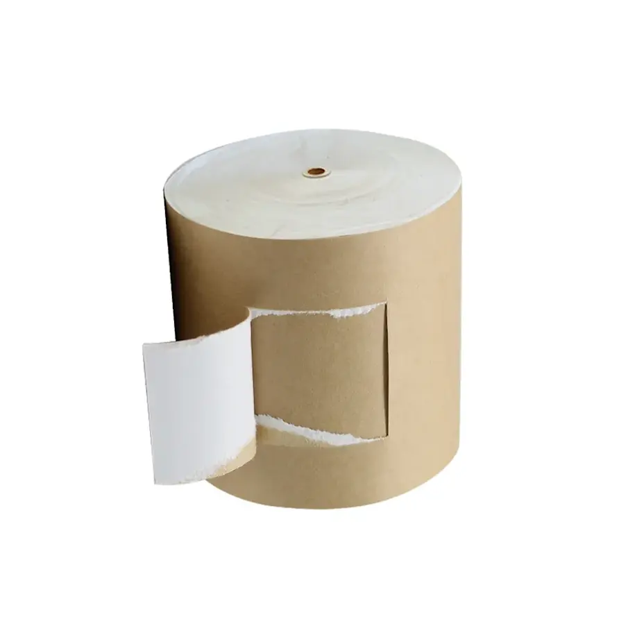 पुनर्नवीनीकरण क्राफ्ट पेपर रोल अच्छी गुणवत्ता ब्राउन शिल्प पेपर रोल में पीई लेपित जंबो रोलिंग कागज