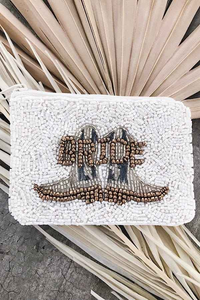 Bolsa para monedas con bordado de cuentas de semillas tradicional hecha a mano, funda con cierre de cremallera con estampado de patrones étnicos tribales de la India - Product Image 3