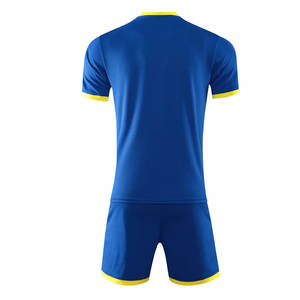 Uniforme de Fútbol Azul Rey para Hombre |   Kit de Franjas Verticales Triples Amarillas |   Conjunto de Camiseta y Pantalones Cortos para Entrenamiento de Equipos Adultos, Ropa Deportiva - Product Image 2