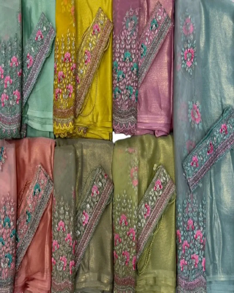 New Fancy Saree Launched Heavy chiffon Silk With Digital Print On All Over The Saree BLOUSE 0.80 MTR Heavy Raw Silk Blouse