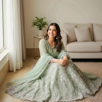 Robes de style modeste pour femmes, Lehnga de haute qualité, tissu en organza/filet respirant, broderie très fine, robe de soirée de mariage