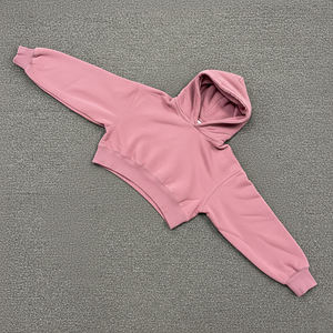 Sudadera Corta Holgada de Primera Calidad, Color Sólido, con Capucha para Mujer, Logotipo Personalizado Impreso, Ropa Casual, Sudaderas para Mujer - Product Image 3