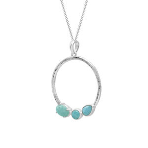 Impressionnant 1.25 CT Larimar 3.5 GM Cabochon Naturel 925 Sterling Silver Fine Jewelry pour Fiançailles Mariage Mignon Sier Nelace Gold - Product Image 2