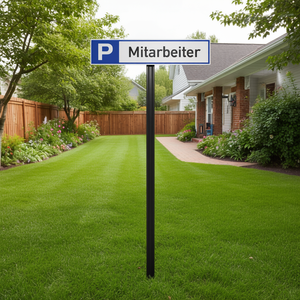 Señalización de Estacionamiento para Empleados, L460xW110mm, Aluminio, Color Blanco/Azul/Negro, para Uso en Patios y Jardines - Product Image 3