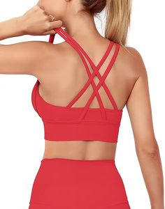 Soutien-gorge de sport pour femme, dernière conception, séchage rapide, respirant, confortable, maintien moyen, col en U, Spandex/Nylon, style épuré - Product Image 6