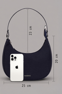Wholesale Women's <b>Navy</b> Blue Canvas Half Moon Bag Casual Underarm <b>Purse</b> - Product Image 5