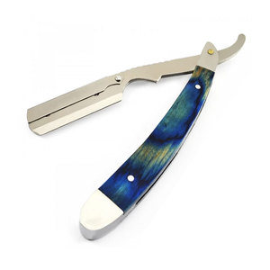 Dernier rasoir professionnel en acier inoxydable de qualité supérieure avec manche bleu pour hommes, barbier à bord droit - Product Image 1