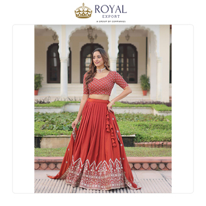 Approvisionnement en gros, qualité supérieure, dernière collection de créateurs de mode, vêtements de mariage pour femmes, lehenga choli en soie vichitra à vendre - Product Image 6