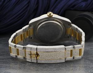 Montre de luxe bicolore sertie de moissanite, montre de luxe hip-hop entièrement sertie de diamants - Product Image 2