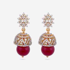 Boucles d'oreilles pendantes en zircon 184445, forme boule, en alliage de zinc, pour occasions festives - Product Image 1