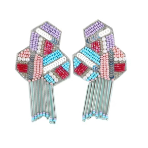 Pendientes de tuerca con cuentas de diseño de alas clásicas, lentejuelas y cuentas para mujeres y niñas, joyería de moda hecha a mano, bordado de La India - Product Image 1