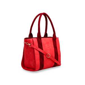 <b>Red</b> Luxury Casual P54561 Pu Leather <b>Handbag</b> with Two Straps Geometric Logo Design Feathers Decoration Big Satchel Fashion Bag - Product Image 2