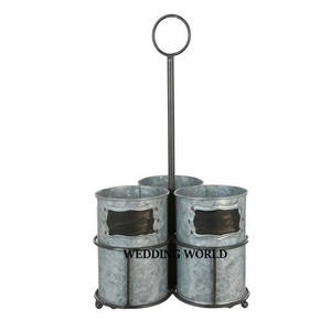 Galvanized Utensil Holder Customized Finished Designer Flatware <b>Caddy</b> Kitchen Ware Tabletop metal Utensil <b>Caddy</b> - Product Image 5