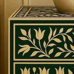 Mesa de Centro de Hueso Incrustado Hecha a Mano de Calidad de Exportación con Patrón Único y Estilo de Diseño Moderno para Interiores Elegantes en Venta - Product Image 2