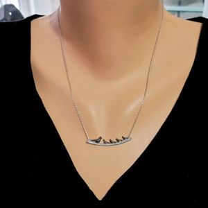 Collar de Plata de Ley 925 con Piedras Blancas y 5 Palomas, 41 cm, Engaste de Canal, para Mujer, Regalo para Ocasiones Especiales - Product Image 1