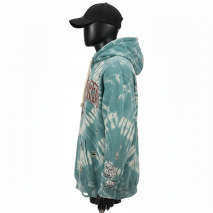 Sweat à capuche en coton premium 350GSM pour homme, tie-dye, tissu doux et respirant, motif style délavé, logo brodé personnalisé, sweat à capuche basique - Product Image 2