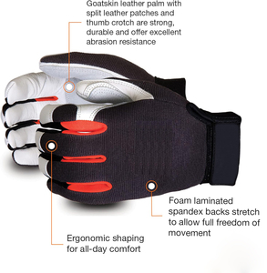 ถุงมือนิรภัยหนังแพะป้องกันมือทนทานถุงมือทำงานกลไกด้ามจับที่เหนือกว่าป้องกันการขีดข่วน - Product Image 2