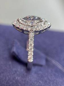 Anillo Clásico con Halo de Diamantes Moissanite Marquis, Joyería Sorpresa para Ella, Plata de Ley 925 Original, Joyería de Boda para Novias y Fiestas - Product Image 2