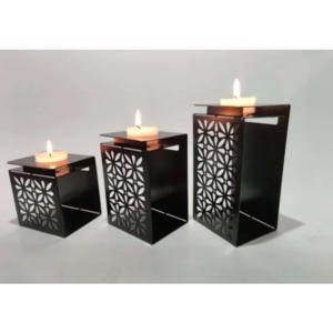 โคมไฟโลหะสีดำสำหรับใส่ชาพร้อมเชิงเทียนตกแต่งบ้านทำด้วยมือทันสมัยสำหรับเทศกาลคริสต์มาส - Product Image 3