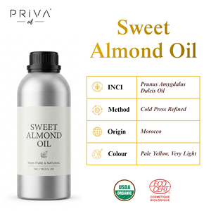 Huile d'amande douce biologique en vrac Prunus Amygdalus Dulcis pressée à froid raffinée USDA Ecocert Maroc Vente en gros Qualité cosmétique et alimentaire - Product Image 2