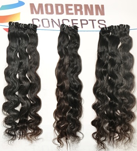 Extensiones de cabello humano indio vendedor alineado cutícula virgen cruda natural Bodywave doble barato - Product Image 3