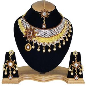 Luxury Color Bridal Necklace and Earring Set Women Crystal Rhinestone Vintage Wedding Engagement Party <b>Gift</b> Jewelry - Product Image 1