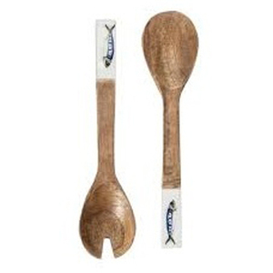 Juego de cubiertos hechos a mano de madera, cuchara, tenedor, con elegantes asas decorativas, diseño elegante de alta calidad para el hogar, boda, uso en la cocina - Product Image 1