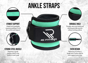 สายรัดข้อเท้าแบบปรับได้พร้อมโลโก้สั่งทำพิเศษ บุด้วยนีโอพรีน พร้อมห่วงรูปตัว D สำหรับใช้กับเครื่องออกกำลังกายแบบสายเคเบิล สวมใส่สบาย ปรับแต่งได้ - Product Image 5