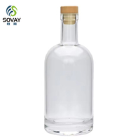 200ml 375ml 500ml Vodka Spirits Gin Rhum Tequila Bouteille en verre transparente vide avec liège