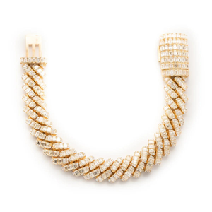 Bracelet fin en argent sterling 925 avec diamants taille émeraude cultivés en laboratoire à une rangée Lien cubain Miami pour cadeau de personnalités de style Hip Hop - Product Image 3