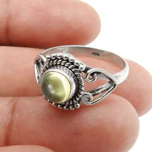 Anillo de Cóctel con Piedra Preciosa de Citrino Natural Elaborado con Plata de Ley 925 Maciza para Niñas y Mujeres, Joyería Bohemia de Gran Venta - Product Image 3