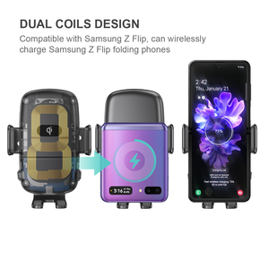 Aggiorna il bloccaggio automatico 15W caricabatterie Wireless Dual Coil supporto per Auto per Samsung <span class=keywords><strong>Galaxy</strong></span> Z Flip iphone 14/13pro/13/12 - Product Image 6