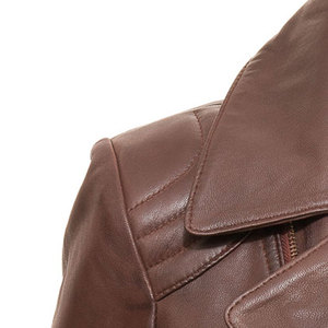 Chaqueta de Cuero para Mujer de Alta Calidad, Color Sólido, Transpirable, Impermeable, Ecológica, con Cuello Alto - Product Image 6