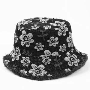 Nuevo Sombrero de Pescador de Mezclilla con Bordado Floral Estilo Fresco, Versión Coreana, Lavado Vintage, con Borde Deshilachado, para Mujer - Product Image 3
