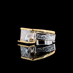 Custom Lab-Grown Round Brilliant Cut Moissanite Rhodium Plated <b>Cocktail</b> <b>Ring</b> Yellow <b>Gold</b> Engagement Wedding Party - Product Image 1