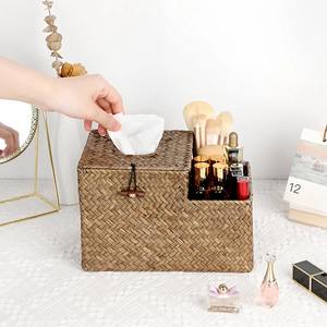 กล่องใส่กระดาษทิชชู กล่องเก็บของทำมือจากหญ้าทะเล  งานฝีมือ  เป็นมิตรกับสิ่งแวดล้อม  ของตกแต่งบ้านจากธรรมชาติ  ขายส่งจากเวียดนาม - Product Image 2