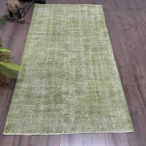 พรมตุรกีขนาด 3.6x6.9 ฟุต พรมวินเทจ พรมลายดอกไม้สีเขียว ทำจากขนสัตว์ - Product Image 1