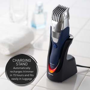 Tondeuse à barbe professionnelle en acier inoxydable bleu argenté, outil de coiffure moderne réglable, électrique, interface USB, pour voiture - Product Image 1