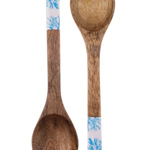 Juego de Utensilios para Ensalada de Madera Natural Pequeña con 2 Espátulas, Hechos a Mano, Sostenibles, Aptos para Congelador - Product Image 2