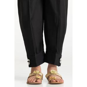 Pantalon Harem Décontracté Noir Respirant pour Femme Taille XL avec Boutons Décoratifs en Tissu Mélangé Froissé Lavage Coloré - Product Image 2