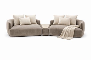 Sofá Modular de Lujo Tsofli - Diseño Curvo Contemporáneo, Tapizado en Tela / Terciopelo / Gamuza, Módulo Central de Mármol Opcional - Product Image 3